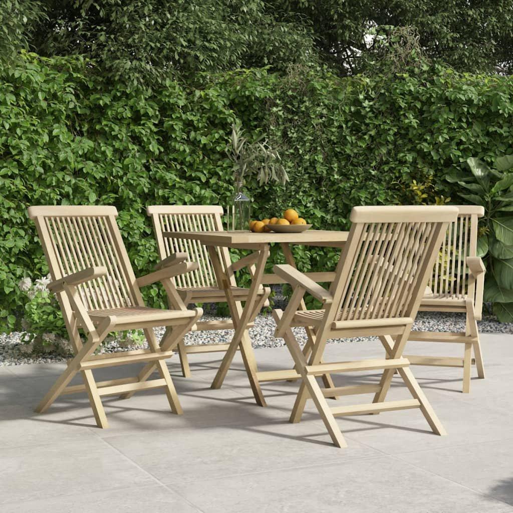 Folding Garden Chairs 4 pcs Grey 56x61x89 cm Solid Wood Teak