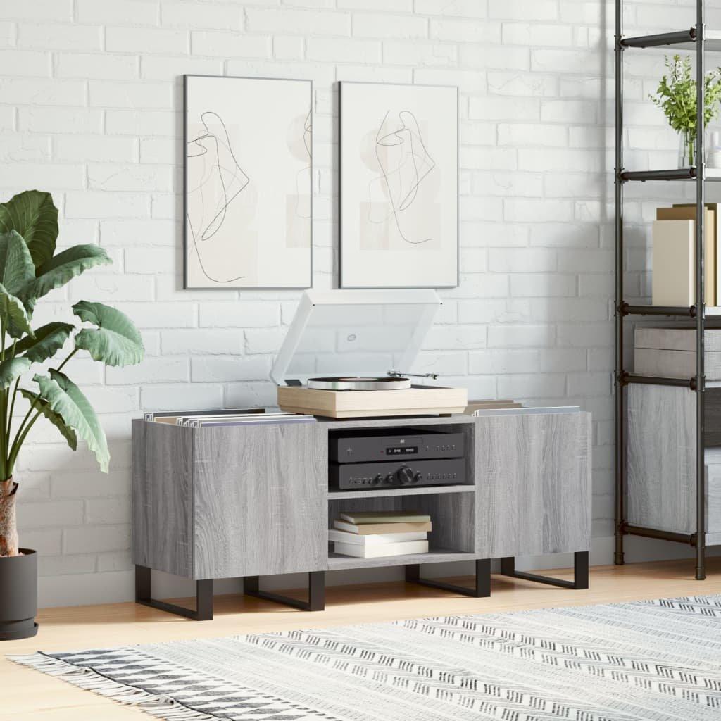 Record Cabinet Grey Sonoma 121x38x48 cm Engineered Wood
