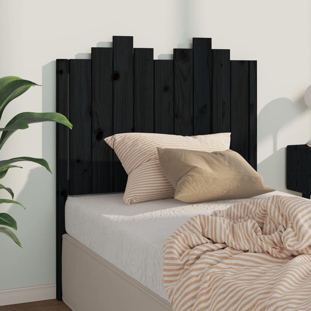 Bed Headboard Black 96x4x110 cm Solid Wood Pine