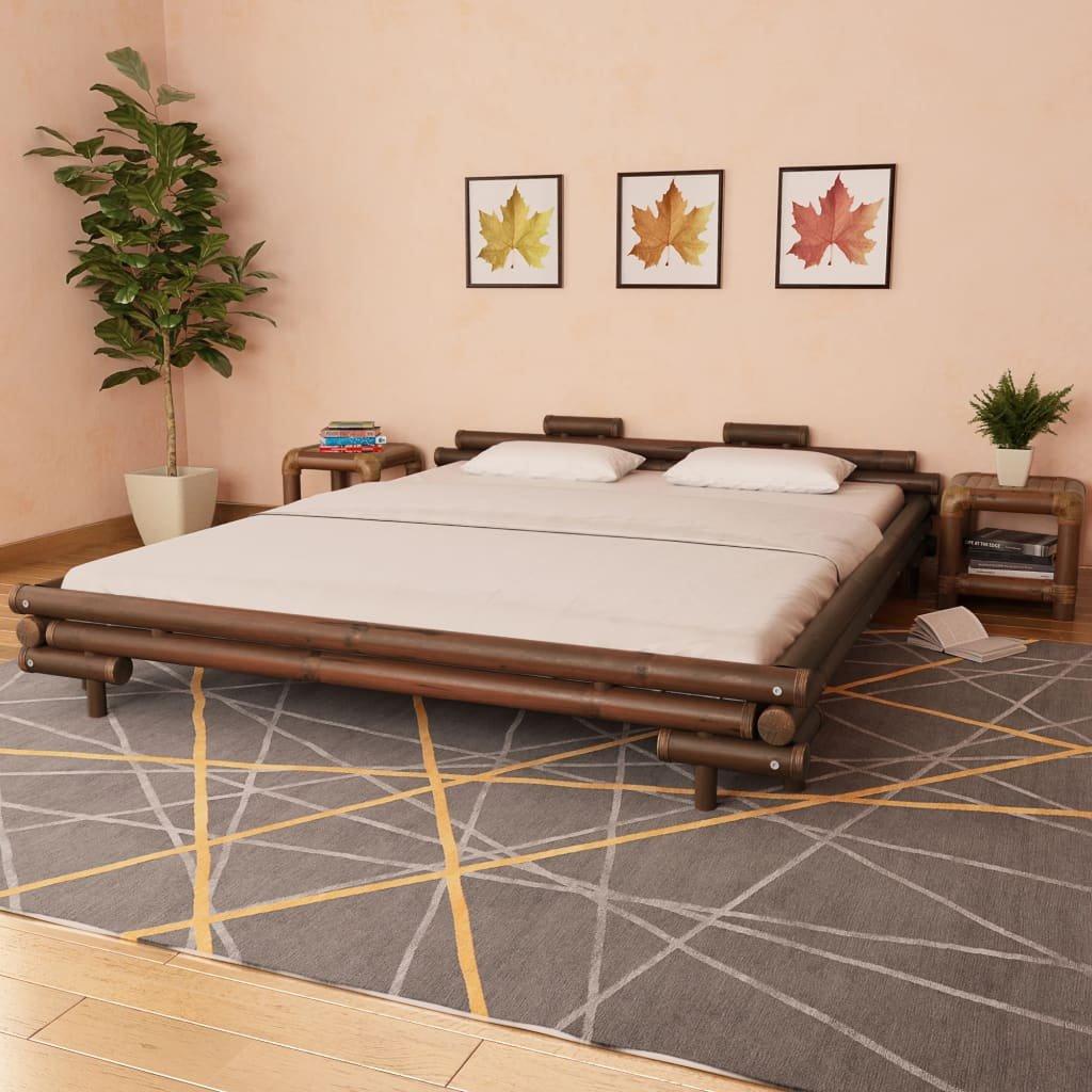 Bed Frame Dark Brown Bamboo 180x200 cm Super King
