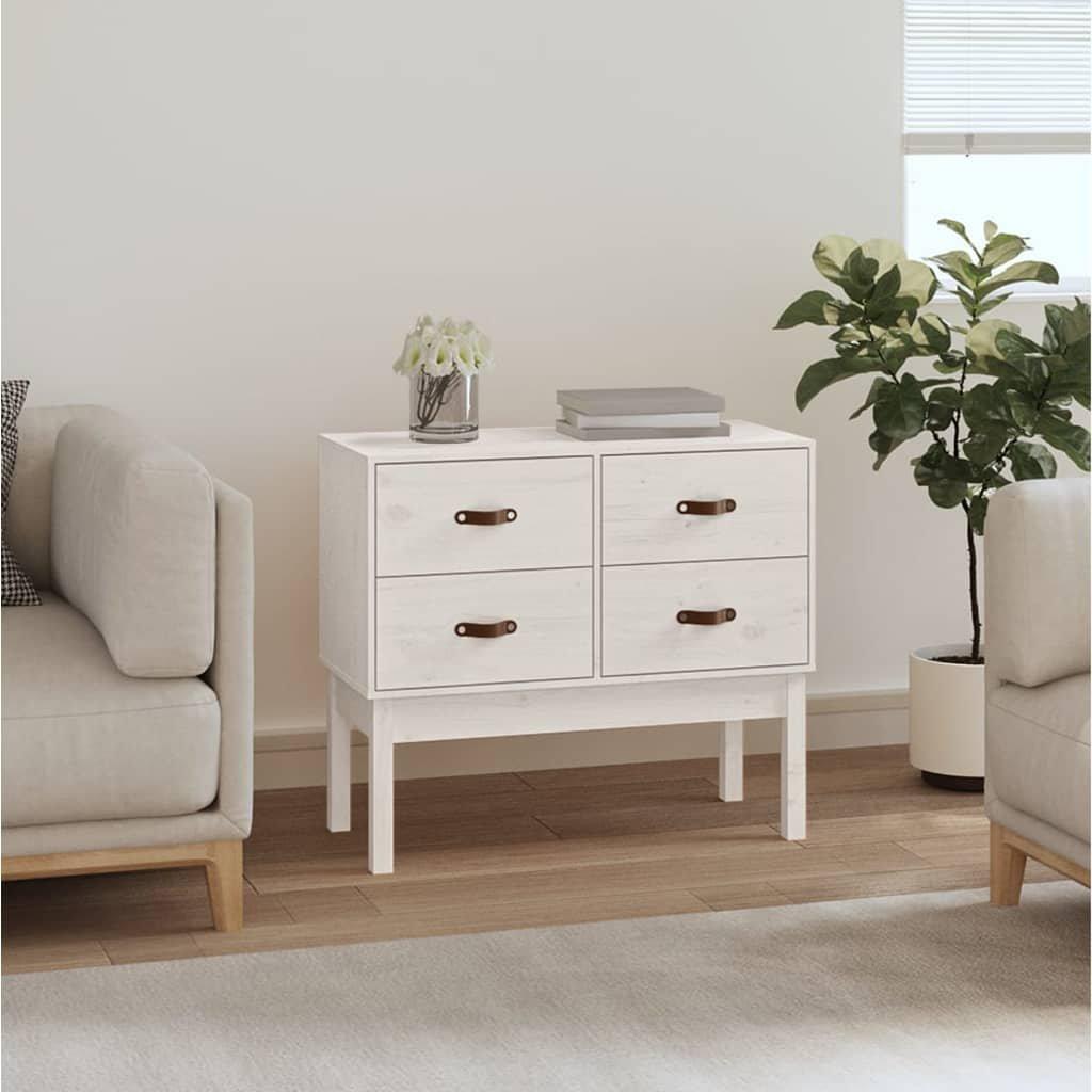 Console Cabinet White 90x40x78 cm Solid Wood Pine