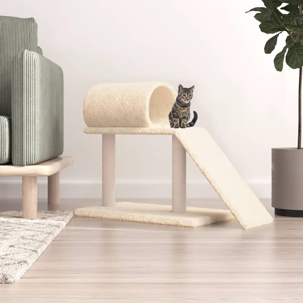 Cat Scratching Posts with Tunnel and Ladder Cream 55.5 cm