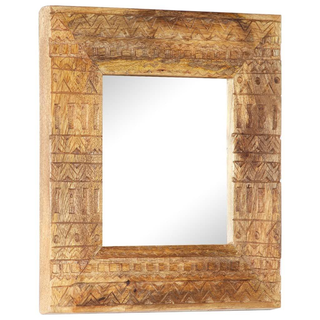 Hand-Carved Mirror 50x50x11 cm Solid Mango Wood