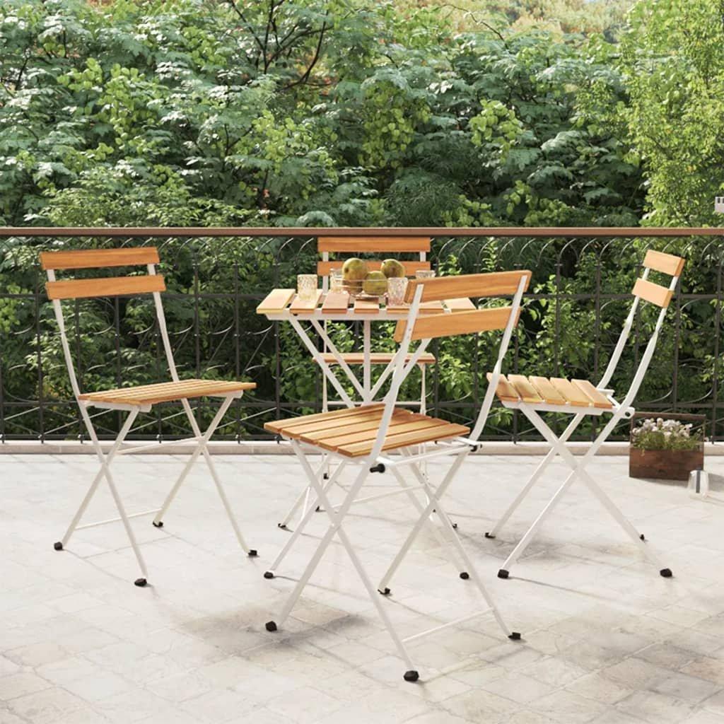 Folding Bistro Chairs 4 pcs Solid Wood Acacia and Steel