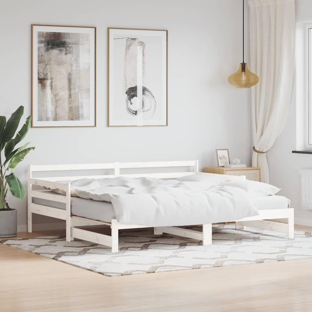 Daybed with Trundle White 80x200 cm Solid Wood Pine