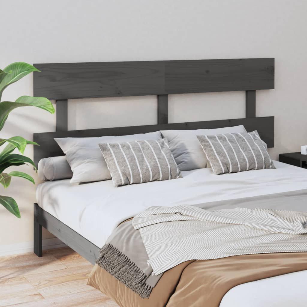 Bed Headboard Grey 154x3x81 cm Solid Wood Pine
