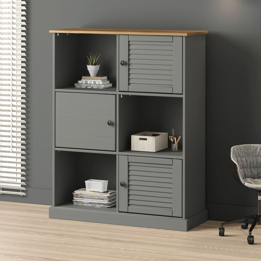 Bookcase VIGO Grey 90x35x114.5 cm Solid Wood Pine