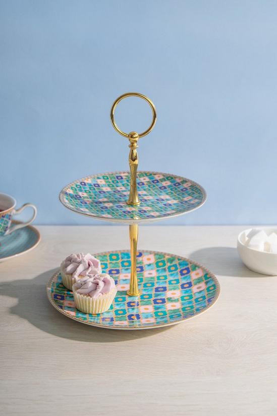 Maxwell & Williams Teas & C's Kasbah Mint Two Tiered Cup Cakes Stand 1