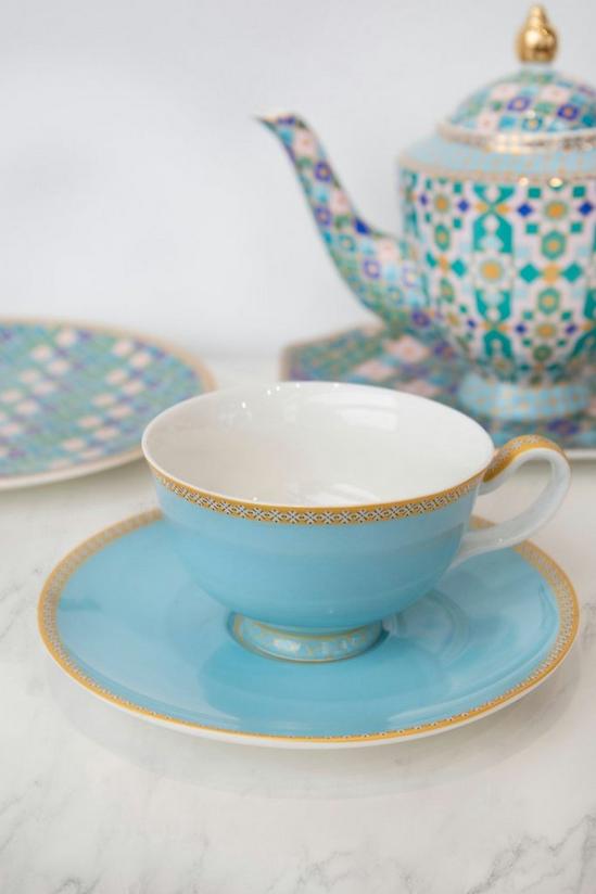 Maxwell & Williams Teas & C's Kasbah Turquoise 200ml Footed Cup and Saucer 1