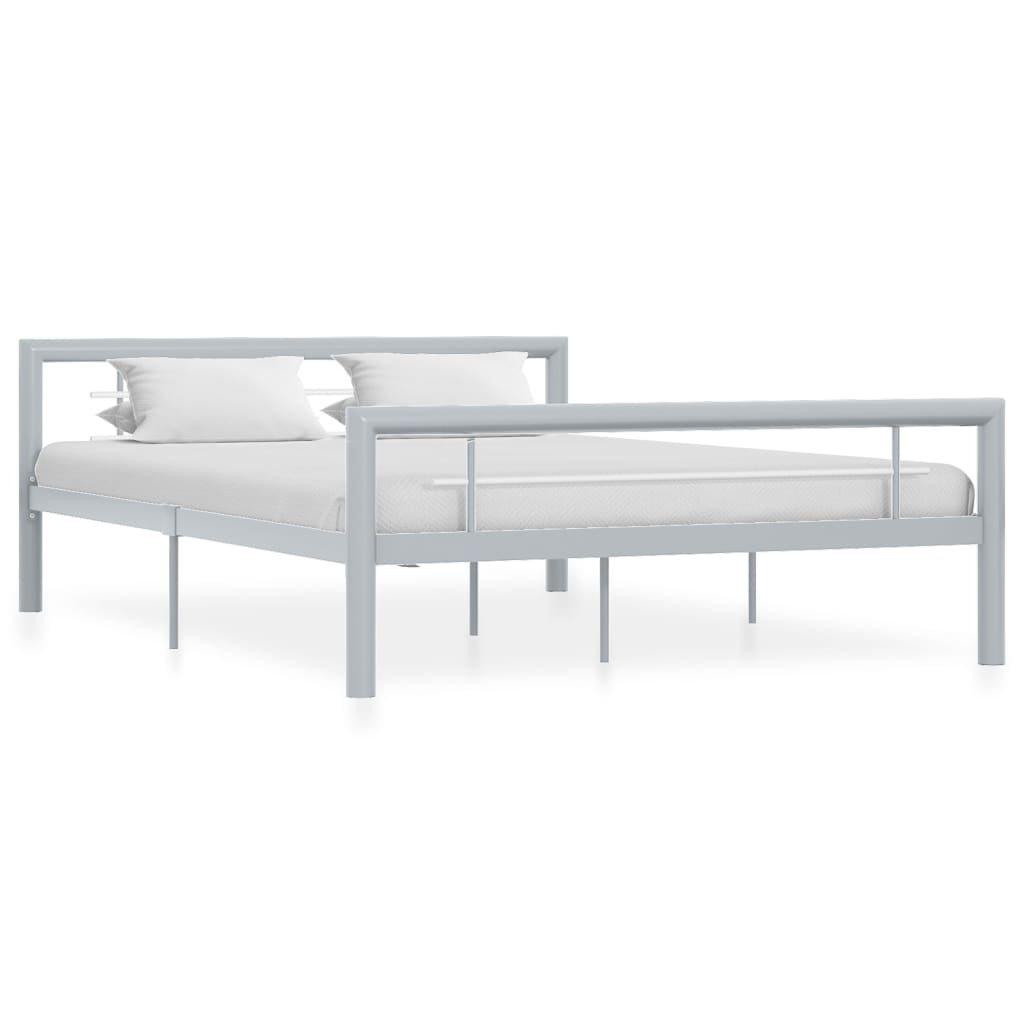 Bed Frame Grey and White Metal 120x200 cm