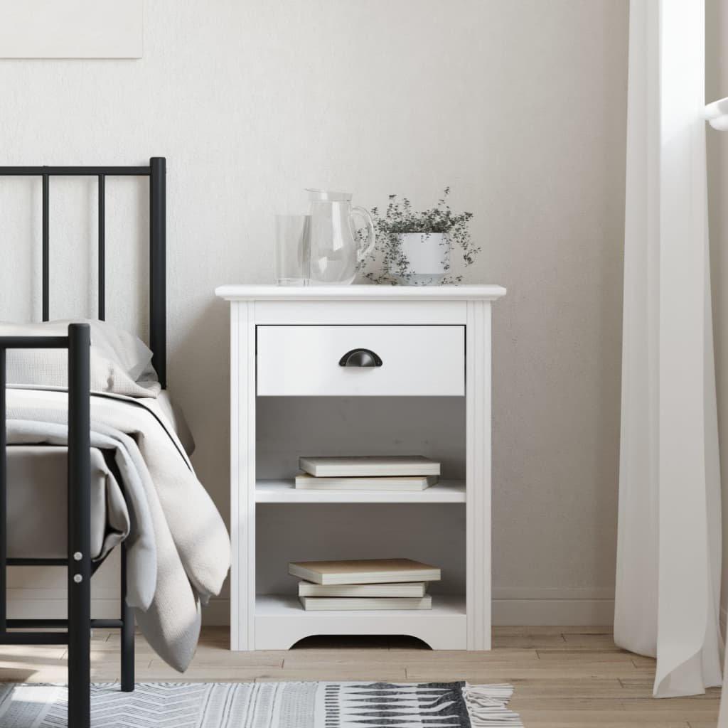 Bedside Cabinet BODO White 53x38.5x66 cm Solid Wood Pine
