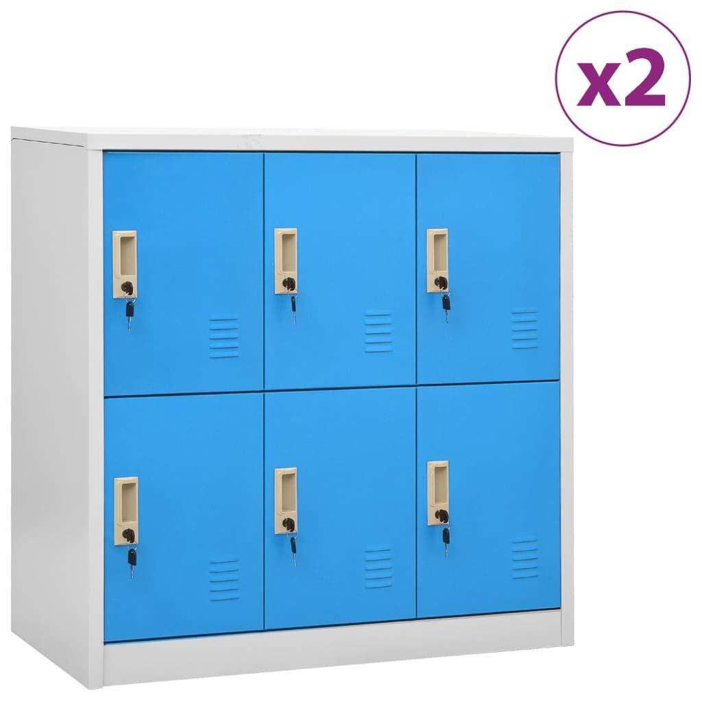 Locker Cabinets 2 pcs Light Grey and Blue 90x45x92.5 cm Steel