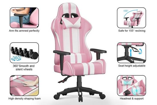 Rattantree High Back Racing Office Computer Chair Ergonomic Video Game Chair with Height Adjustable Headrest and Lumbar Support for Adults Teens Gamer 6