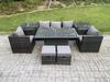 Fimous Rattan Garden Furniture Adjustable Rising Lifting Dining Table Sofa Set Chairs 2 Side Coffee Tables with 2 Stools thumbnail 2