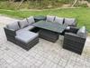 Fimous 8 Seater Outdoor Rattan Sofa Set Adjustable Lifting Side Tables Chairs Footstool thumbnail 1