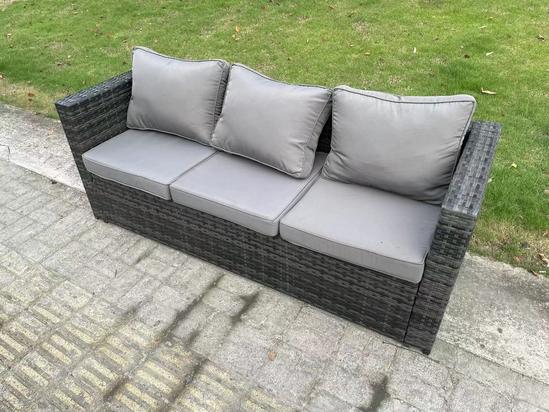 Fimous 8 Seater Outdoor Rattan Sofa Set Adjustable Lifting Side Tables Chairs Footstool 4
