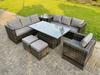 Fimous 9 Seater Outdoor Rattan Sofa Set Adjustable Rising Lifting Side Tables Chairs Footstool Dark Grey Mixed thumbnail 2