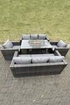 Fimous 8 Seater Outdoor PE Rattan Garden Furniture Gas Fire Pit Dining Table Set Lounge Sofa 2 PC Armchairs thumbnail 3