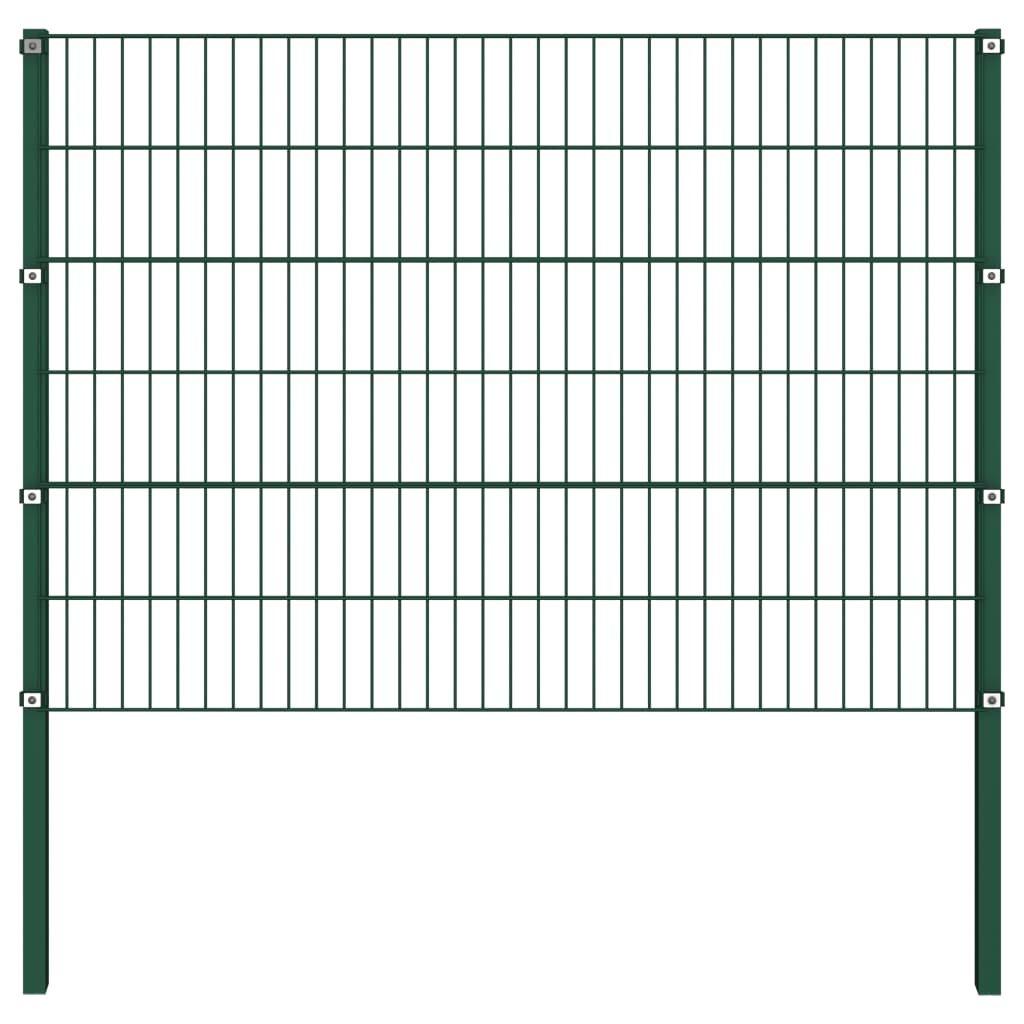 Fence Panel with Posts Iron 1.7x1.2 m Green