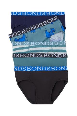Bonds Boys 4 Pack Trunks - Blue Multi Leopard