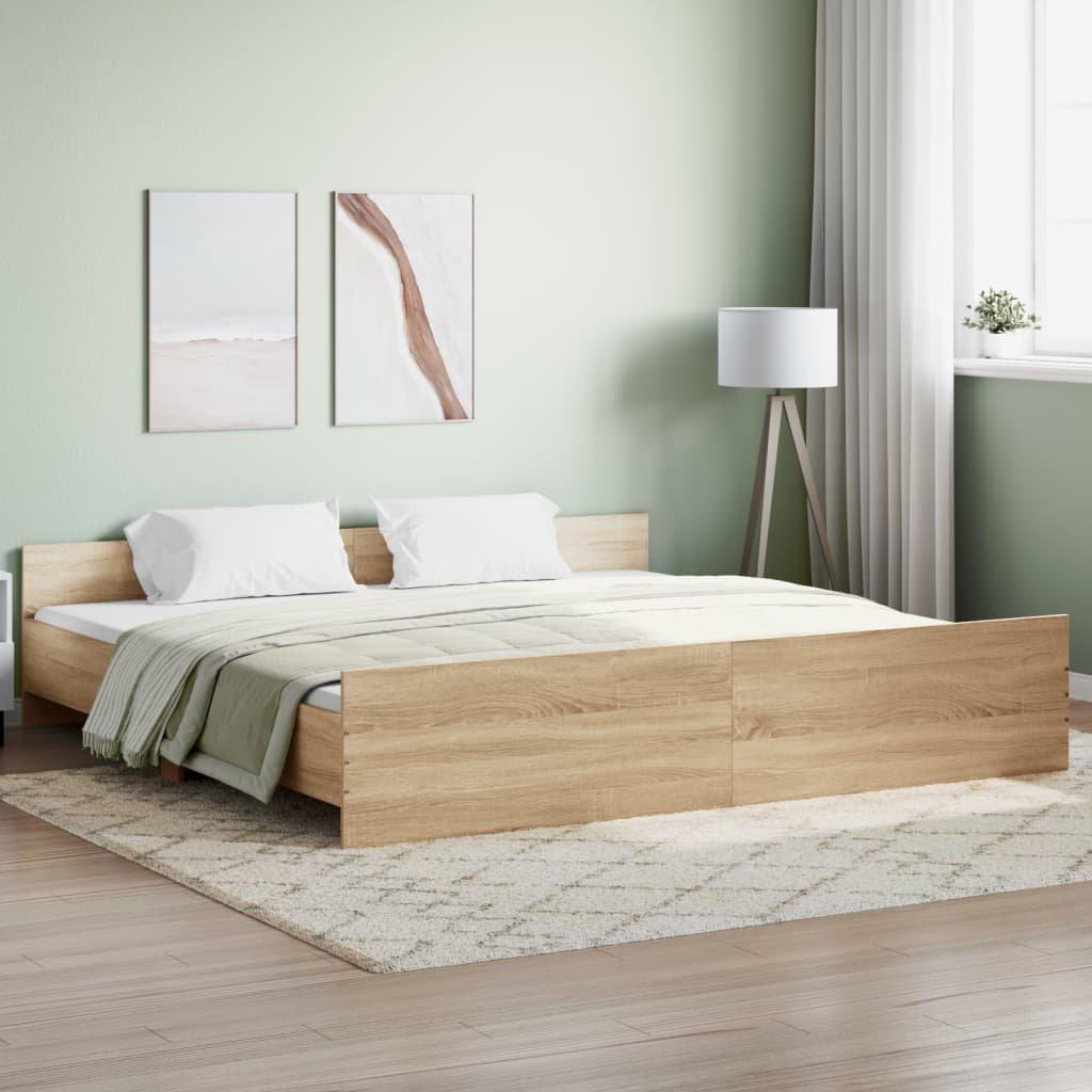 Bed Frame with Headboard with Footboard Sonoma Oak 180x200 cm Super King