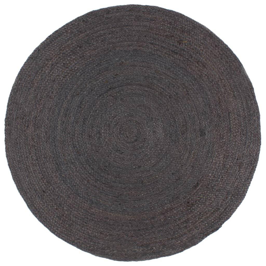 Handmade Rug Jute Round 180 cm Dark Grey
