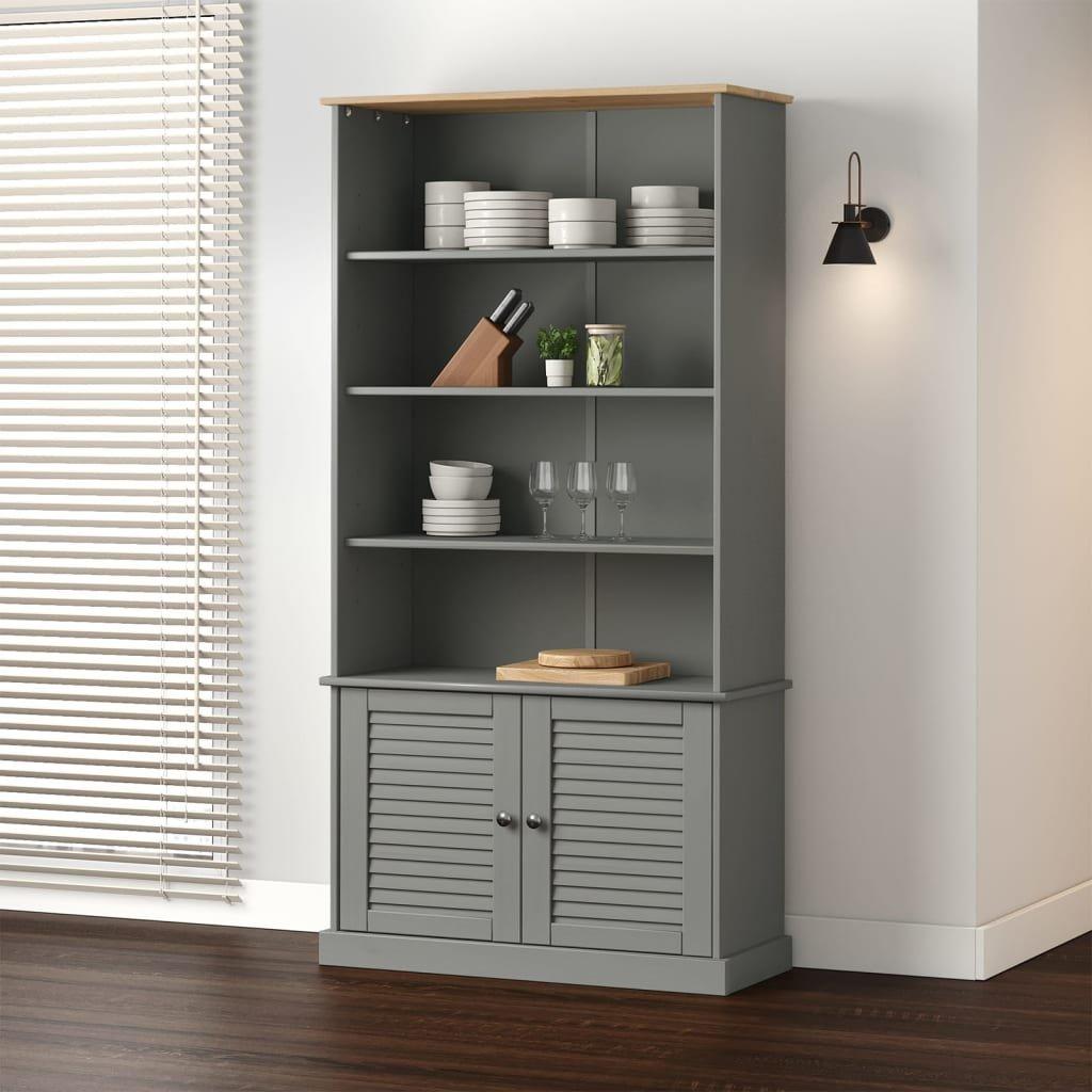 Bookcase VIGO Grey 85x35x170 cm Solid Wood Pine