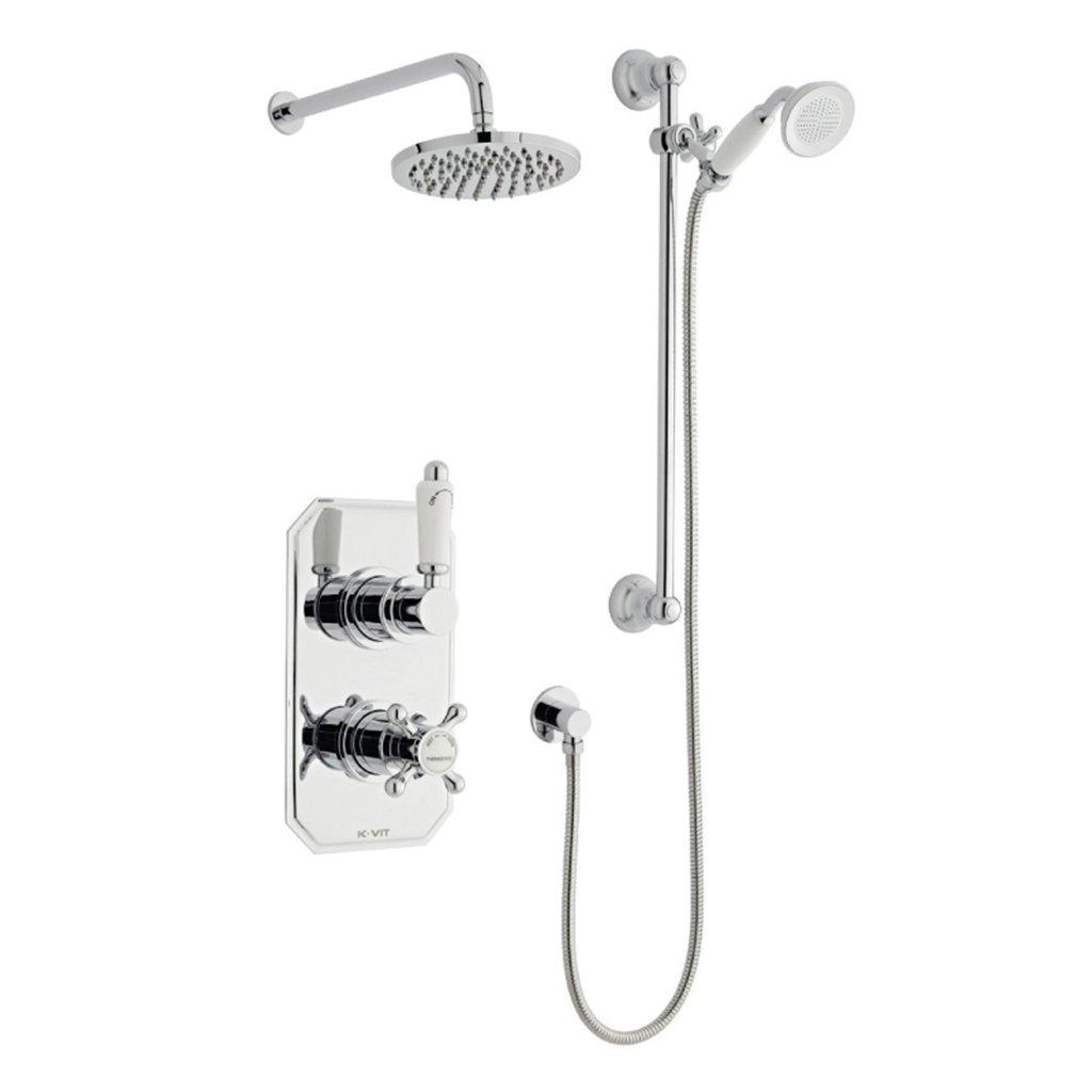 Chrome Shower with Hung Slide Rail Kit and Overhead Drencher