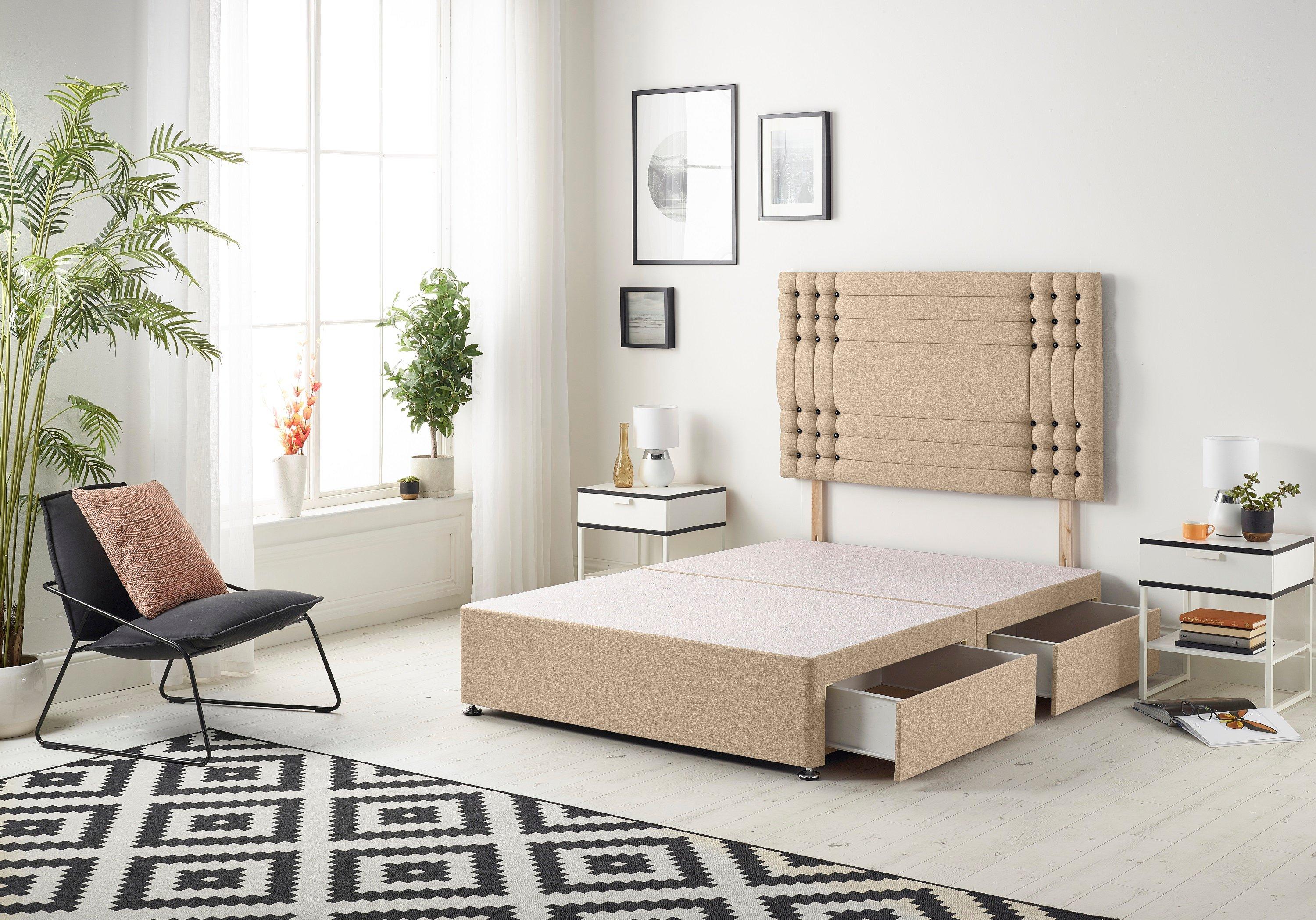 Flexby Divan Bed Base With 4 Drawers and Headboard Plush