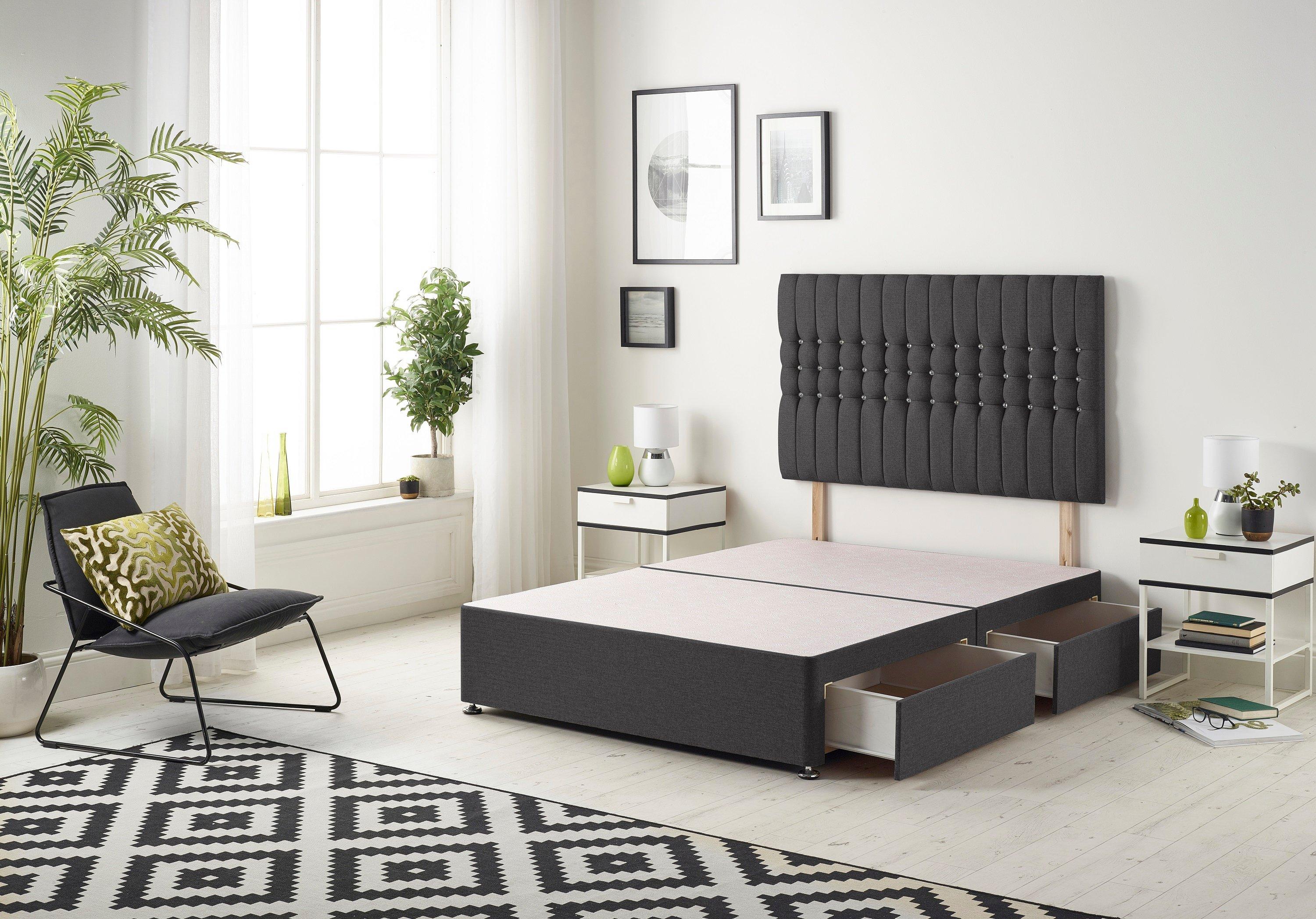 Galaxy Divan Bed Base With 4 Drawers and Headboard Plush
