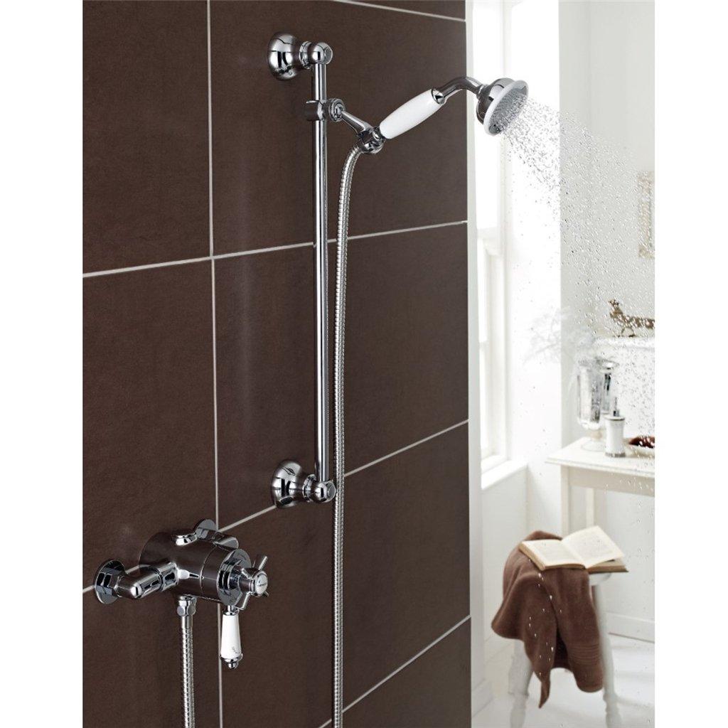Chrome Exposed Mixer Shower with Adjustable Wall Hung Slide Rail Kit