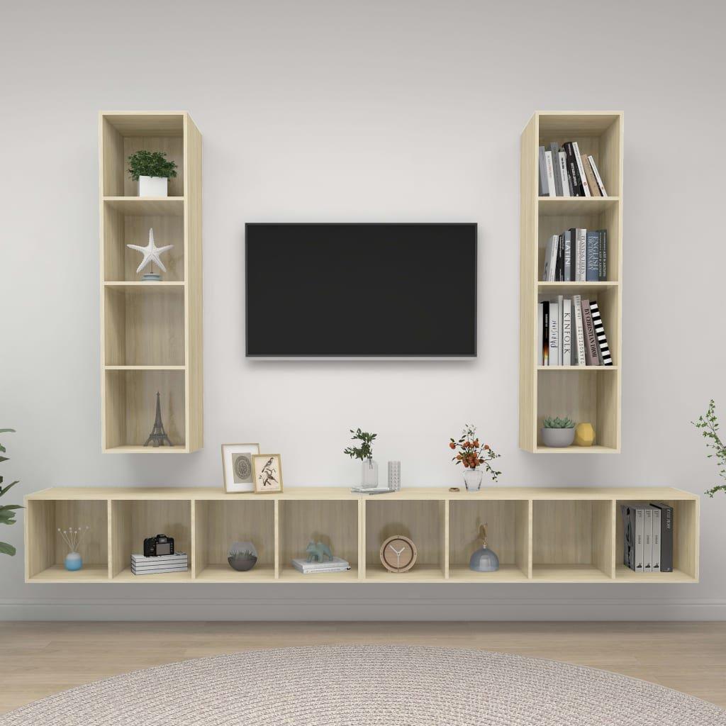 Wall-mounted TV Cabinets 4 pcs Sonoma Oak Engineered Wood