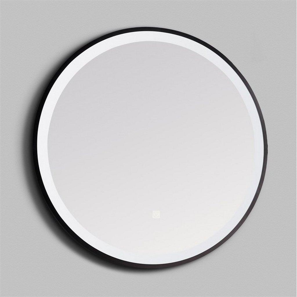 60cm Circular LED Matt Black Wall Mirror with Demister Pad