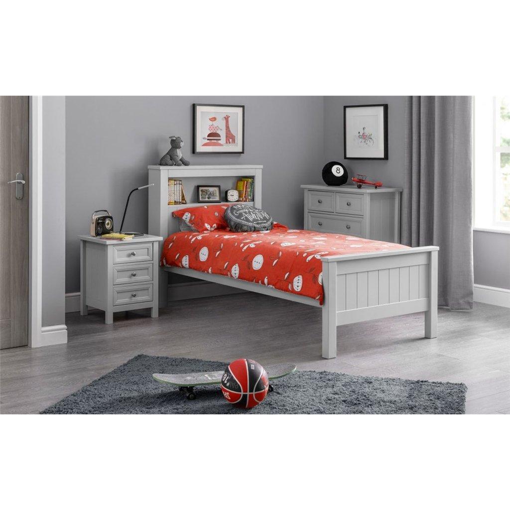 New England Dove Grey Lacquer Bookcase Bed Frame