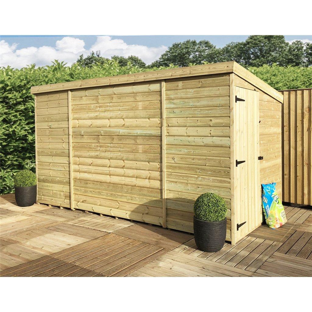 10 x 8 Pressure Treated Pent Garden Shed with Side Door