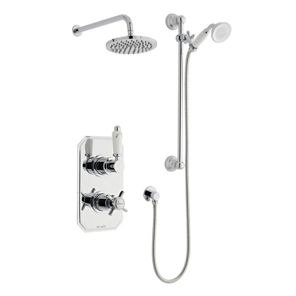 Chrome Mixer Shower with Hung Slide Rail Kit and Overhead Drencher