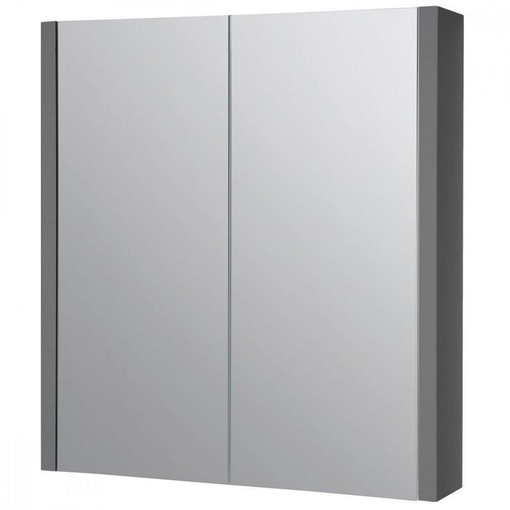 Grey Gloss Mirror Bathroom Cabinet 60cm Wide