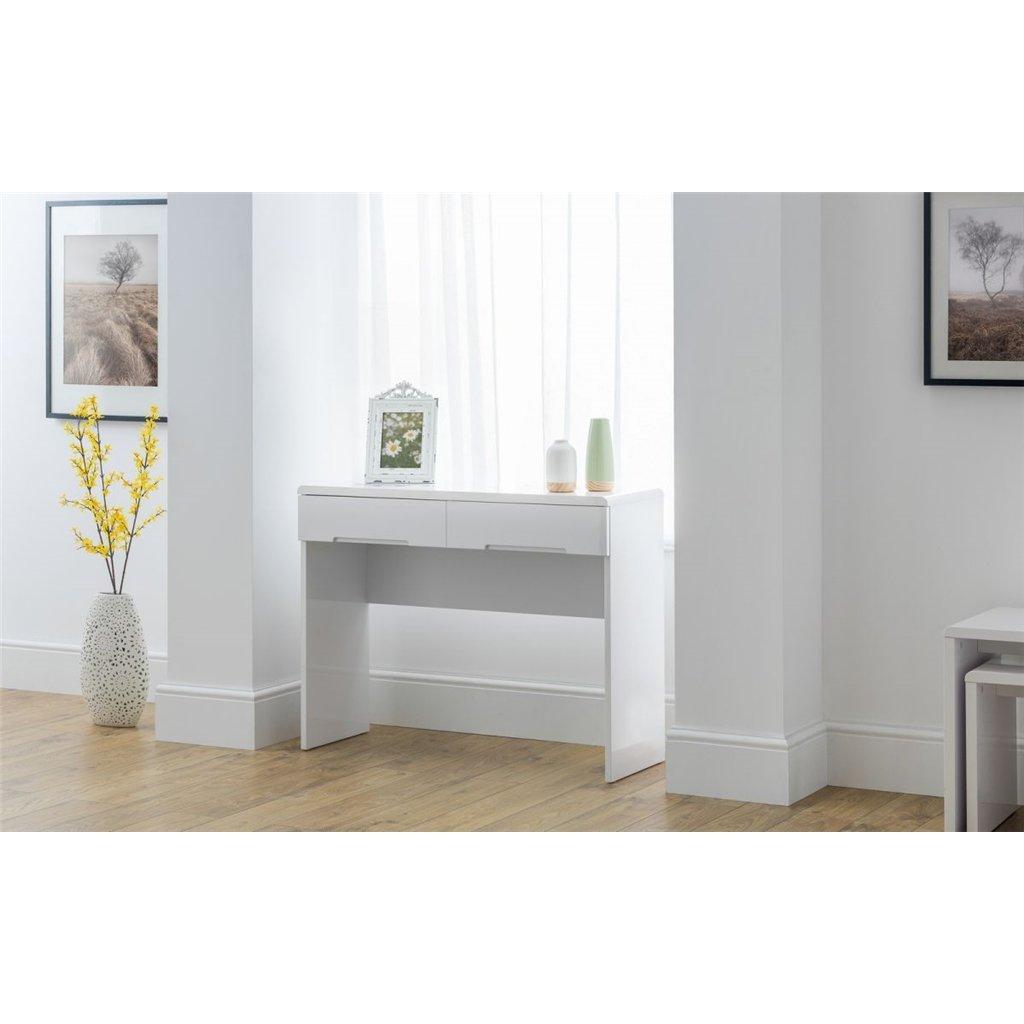 Chic White High Gloss Dressing Table with 2