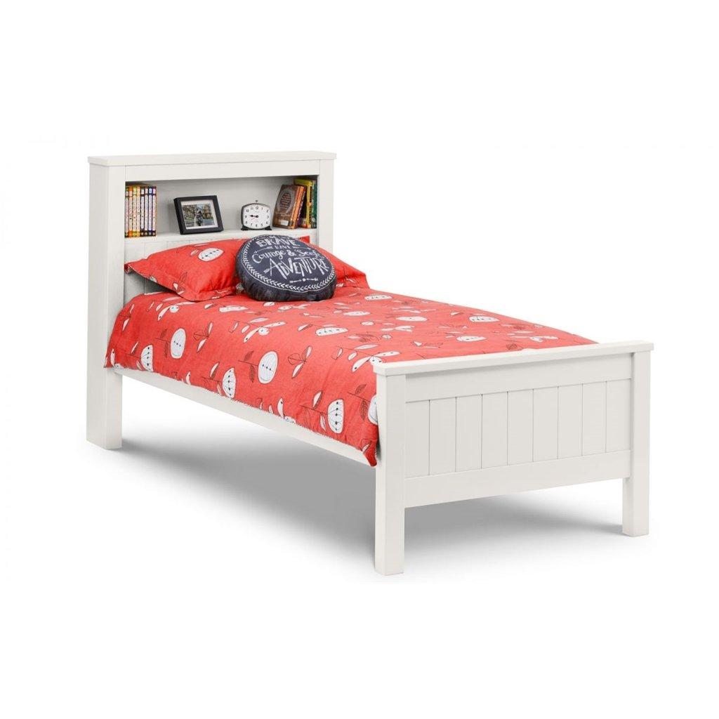 New England White Lacquer Bookcase Bed Frame