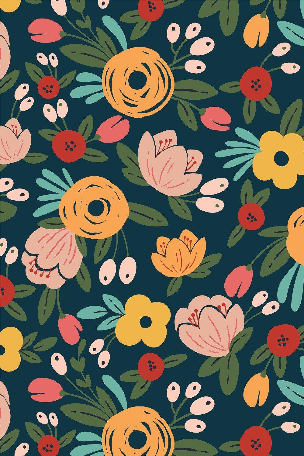Eco-Friendly Modern Illustrated Floral Wallpaper