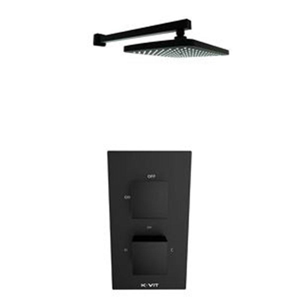 Matt Black Concealed Shower with Fixed Overhead Drencher