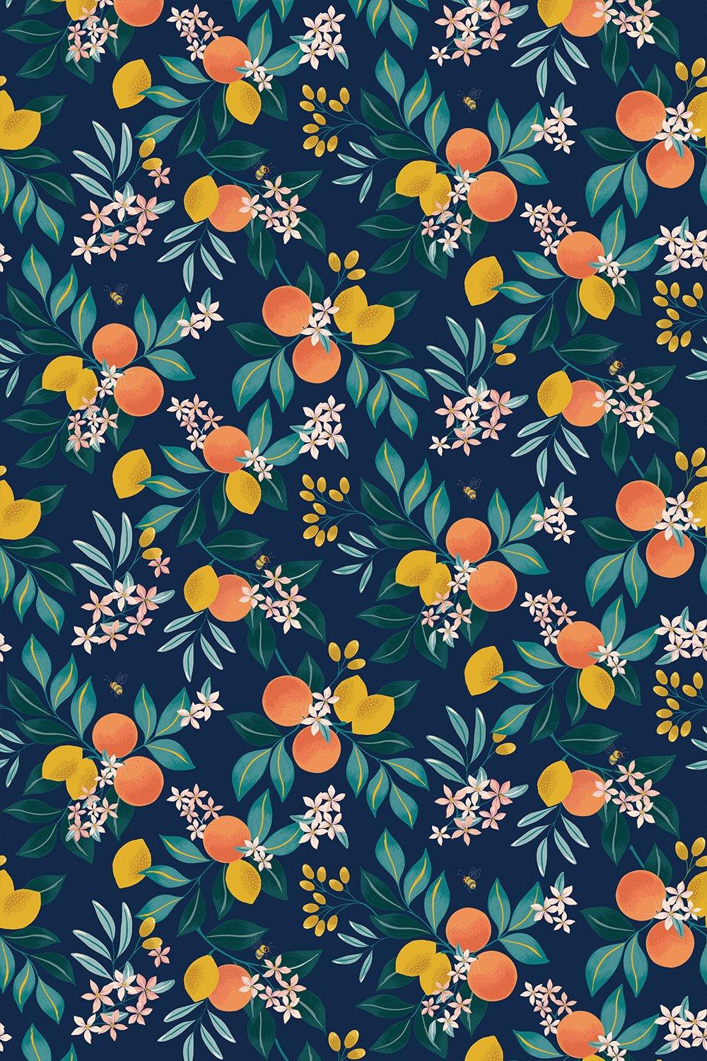 Eco-Friendly Lemon & Orange Fruit Wallpaper