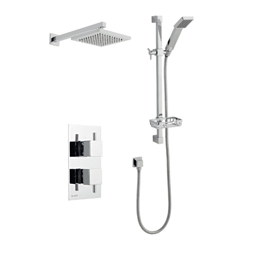 Chrome Shower with Hung Slide Rail Kit and Overhead Drencher