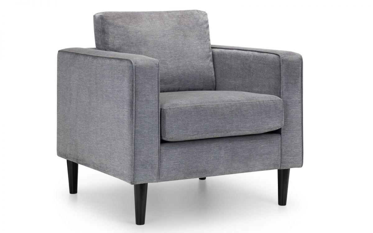 Chenille Fabric Grey Armchair