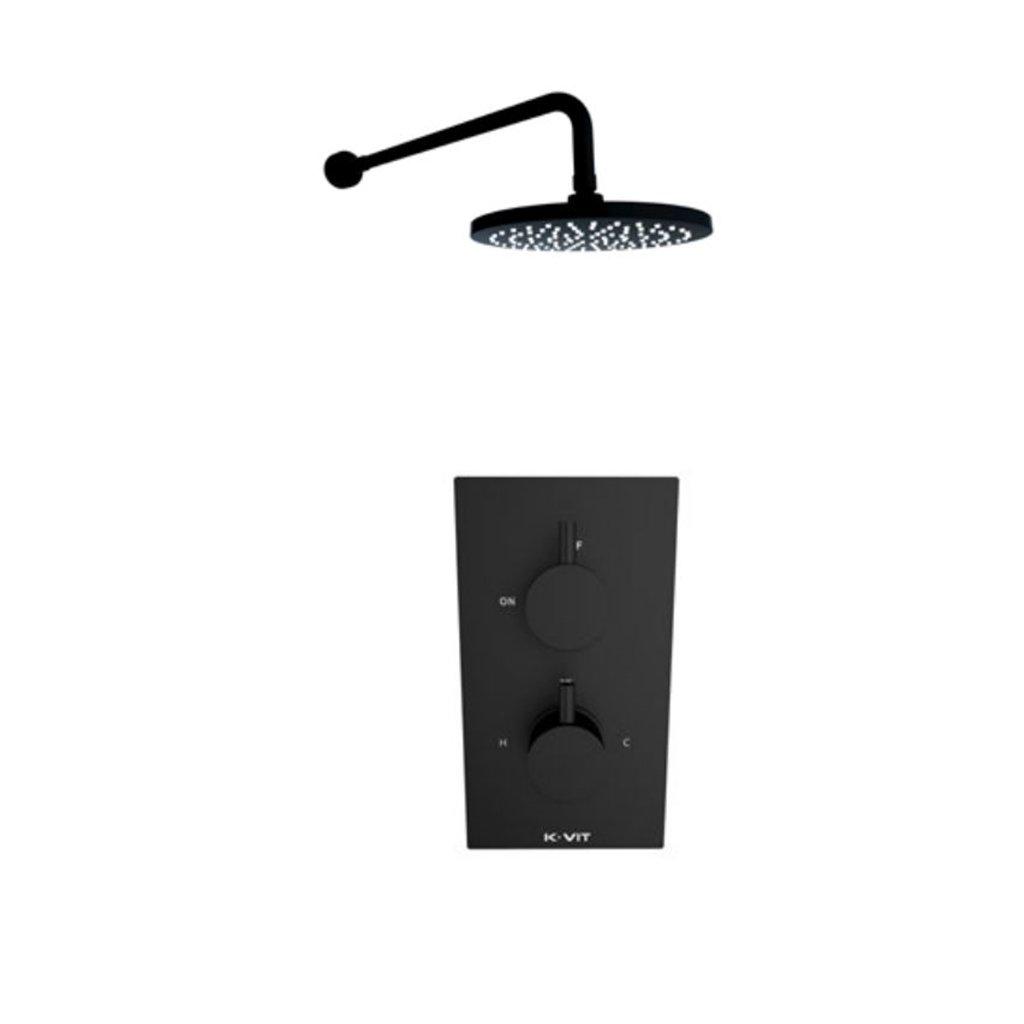 Matt Black Finish Concealed Mixer Shower with Fixed Overhead Drencher