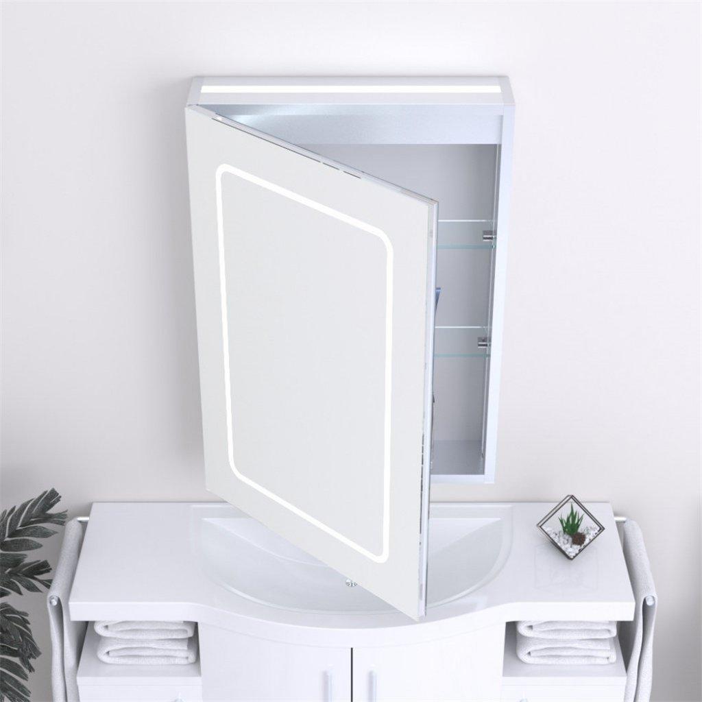 70cm Tall LED (Rounded Rectangle) Bathroom Mirror Cabinet