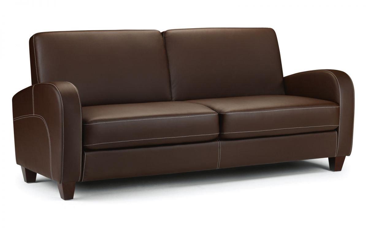 Brown Faux Leather 3 Seater Sofa
