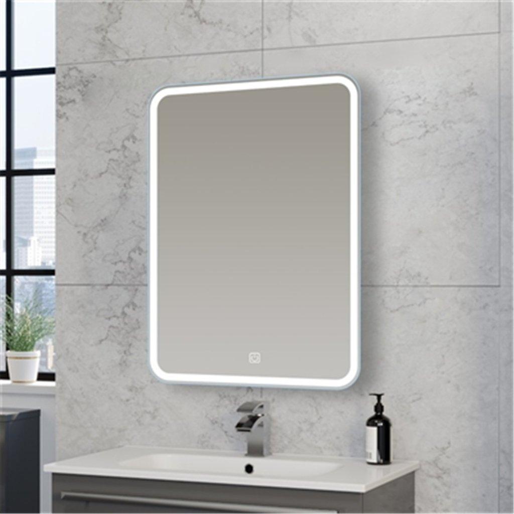 80cm Tall Rectangular (Rounded) LED Bathroom Mirror with Demister Pad