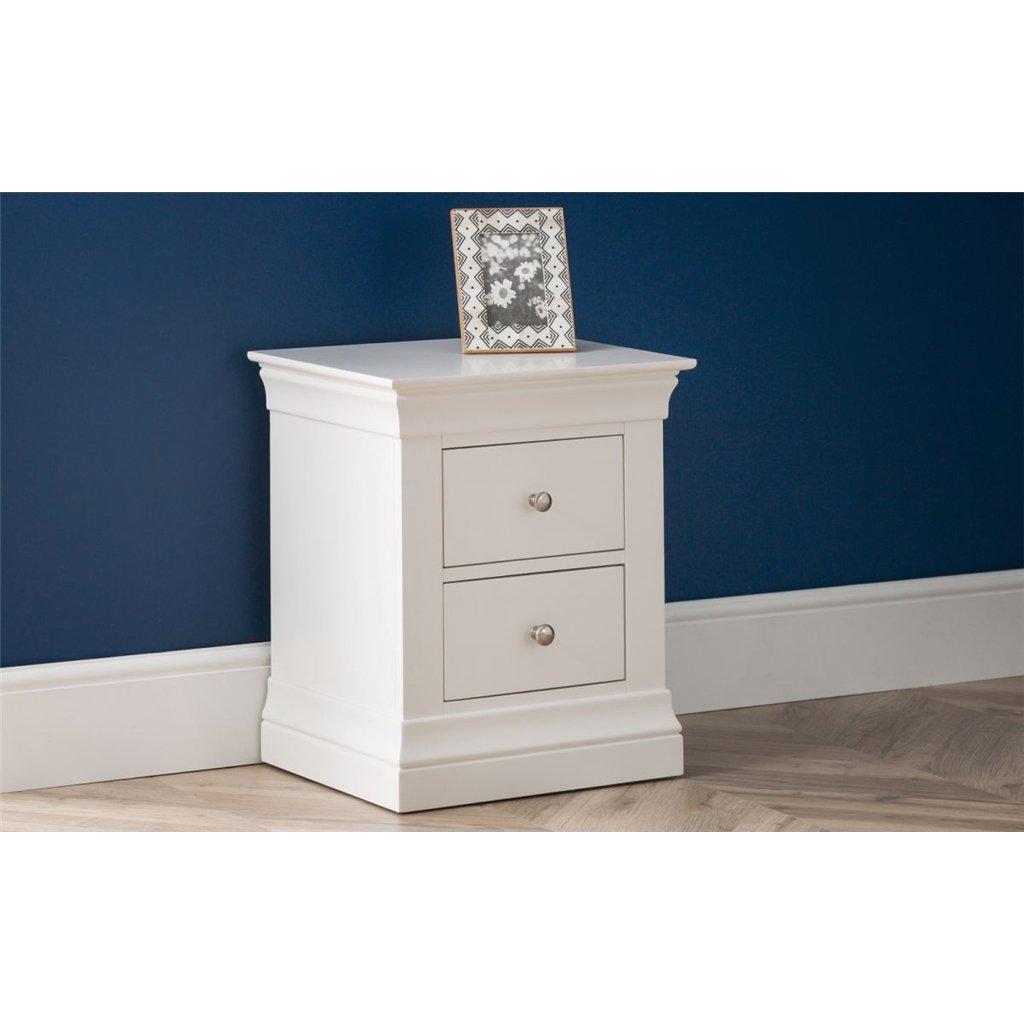 Classical Pine 2 Drawer Bedside Chest (Surf White)