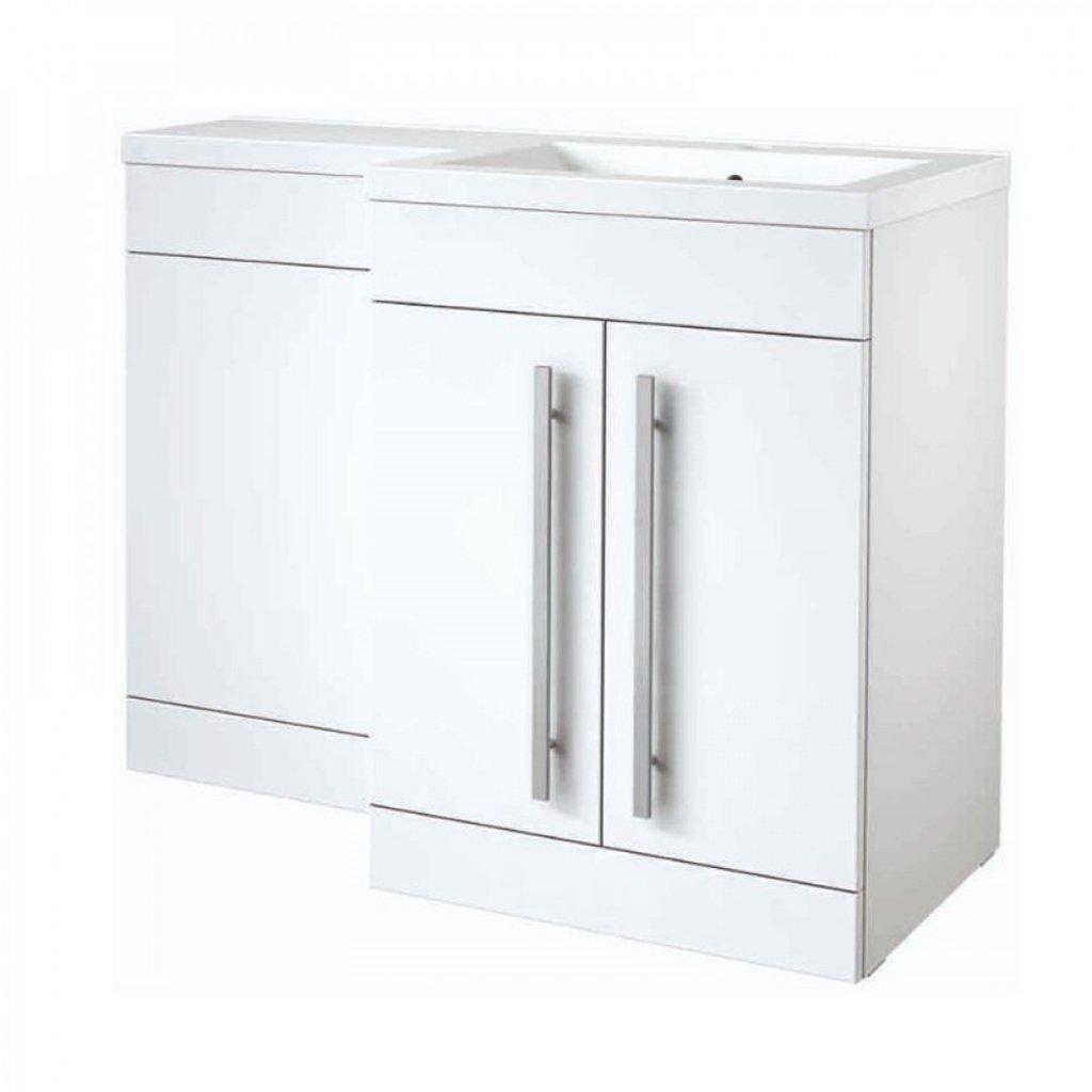 WhiteRight Hand 2 Door Combo Unit with L Shape Basin 1.1m Wide